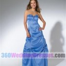 A-Line Sweetheart Dropped Waist Long Corset/Lace-up Back Satin Blue Prom Dresses