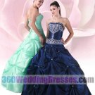 Princess/Ball Gown Strapless Dropped Waist Long Taffeta Blue Prom Dresses