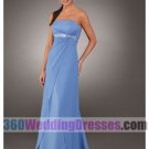 Sheath Strapless Empire Waist Long Chiffon Blue Prom Dresses
