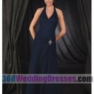 Sheath Halter Dropped Waist Tank Long Chiffon Blue Prom Dresses