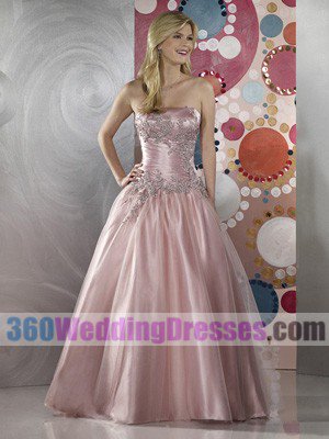 Princess/Ball Gown Strapless Basque Waist Long Satin Classic Prom Dresses