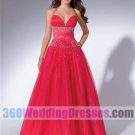 A-Line Halter Dropped Waist Long Corset/Lace-up Back Satin Red Prom Dresses