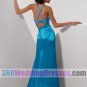 Halter Empire Waist Satin Blue Prom Dresses