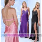 Sheath Halter Empire Waist Tank Long Satin Purple Prom Dresses