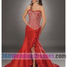 Mermaid Sweetheart Dropped Waist Long Taffeta Red Prom Dresses