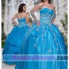 Princess/Ball Gown Strapless Basque Waist Long Satin Quinceanera Dresses