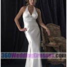 Sheath Halter Empire Waist Tank Long Satin Cheap Wedding Dresses