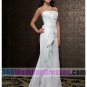 A-Line Strapless Natural Waist Long Ruched Taffeta Cheap Wedding Dresses