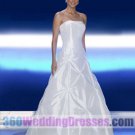 A-Line Strapless No Waist/Princess Seams Long Taffeta Cheap Wedding Dresses