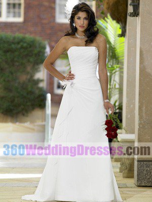 Sheath Strapless Dropped Waist Chiffon Beach Wedding Dresses
