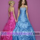 A-Line Strapless Dropped Waist Taffeta Blue Prom Dresses