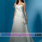 A-Line Sweetheart No Waist/Princess Seams Long Ruched Satin Cheap Wedding Dresses