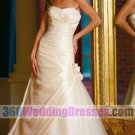 A-Line Strapless Dropped Waist Taffeta Cheap Wedding Dresses