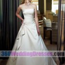 A-Line Strapless Dropped Waist Satin Cheap Wedding Dresses