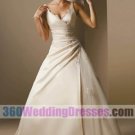 A-Line V-Neck Dropped Waist Tank Satin Elegant Wedding Dresses