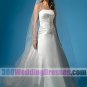 A-Line Strapless Empire Waist Long Ruched Taffeta Cheap Wedding Dresses
