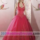 Princess/Ball Gown Halter Basque Waist Tank Long Satin Quinceanera Dresses