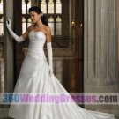 A-Line Strapless Dropped Waist Long Ruched Corset/Lace-up Back Taffeta Cheap Wedding Dresses