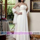 A-Line Strapless Empire Waist Long Pleated Chiffon Cheap Wedding Dresses
