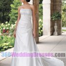A-Line Strapless Empire Waist Long Corset/Lace-up Back Taffeta Cheap Wedding Dresses