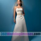 A-Line Strapless Natural Waist Long Satin Cheap Wedding Dresses