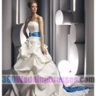 A-Line Strapless Natural Waist Long Satin Cheap Wedding Dresses