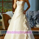A-Line Strapless Dropped Waist Taffeta Corset Wedding Dresses