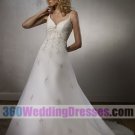 A-Line V-Neck Empire Waist Spaghetti Straps Organza Corset Wedding Dresses