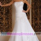 A-Line Strapless Dropped Waist Chiffon Corset Wedding Dresses