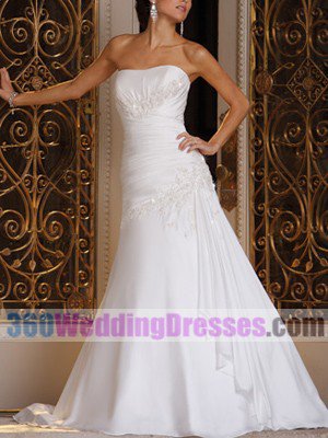 A-Line Strapless Dropped Waist Chiffon Corset Wedding Dresses