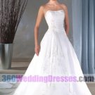 A-Line Sweetheart Dropped Waist Satin Elegant Wedding Dresses