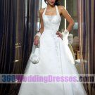 A-Line Halter No Waist/Princess Seams Satin Corset Wedding Dresses