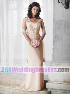 Sheath Scoop Natural Waist Cap Sleeves Long Zippered Back Lace Cheap Wedding Dresses