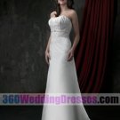 A-Line Strapless Empire Waist Long Pleated Satin Cheap Wedding Dresses