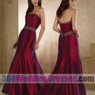A-Line Strapless Natural Waist Long Taffeta Cheap Wedding Dresses