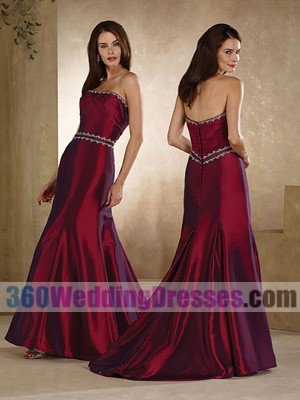 A-Line Strapless Natural Waist Long Taffeta Cheap Wedding Dresses