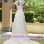 Sheath Jewel Dropped Waist Cap Sleeves Chiffon Elegant Wedding Dresses
