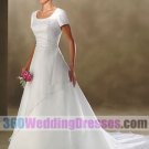 A-Line Jewel No Waist/Princess Seams Cap Sleeves Organza Modest Wedding Dresses