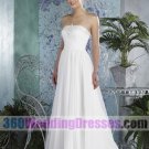 A-Line Strapless Natural Waist Long Chiffon Cheap Wedding Dresses