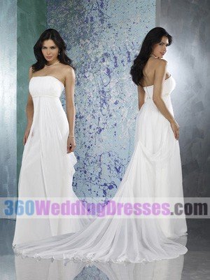 Sheath Strapless Empire Waist Long Chiffon Cheap Wedding Dresses