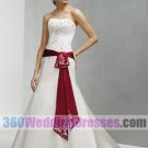 A-Line Strapless Dropped Waist Satin Corset Wedding Dresses