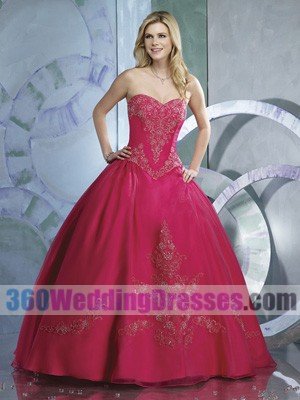 Princess/Ball Gown Sweetheart Basque Waist Long Satin Quinceanera Dresses