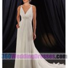 Sheath V-Neck Natural Waist Spaghetti Straps Long Pleated Chiffon Beach Wedding Dresses