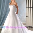 A-Line Scoop No Waist/Princess Seams Spaghetti Straps Satin Corset Wedding Dresses
