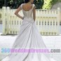 A-Line Scoop Dropped Waist Cap Sleeves Taffeta Corset Wedding Dresses