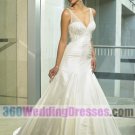 A-Line V-Neck No Waist/Princess Seams Taffeta Corset Wedding Dresses
