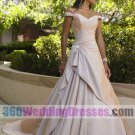 A-Line Tip of the Shoulder Dropped Waist Spaghetti Straps Satin Elegant Wedding Dresses
