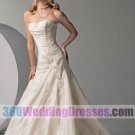 A-Line Strapless Dropped Waist Taffeta Corset Wedding Dresses