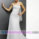 Sheath Strapless Dropped Waist Organza Corset Wedding Dresses