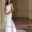A-Line Strapless Natural Waist Long Zippered Back Satin Elegant Wedding Dresses
